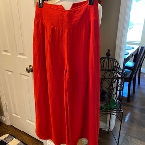 Red wide leg pants